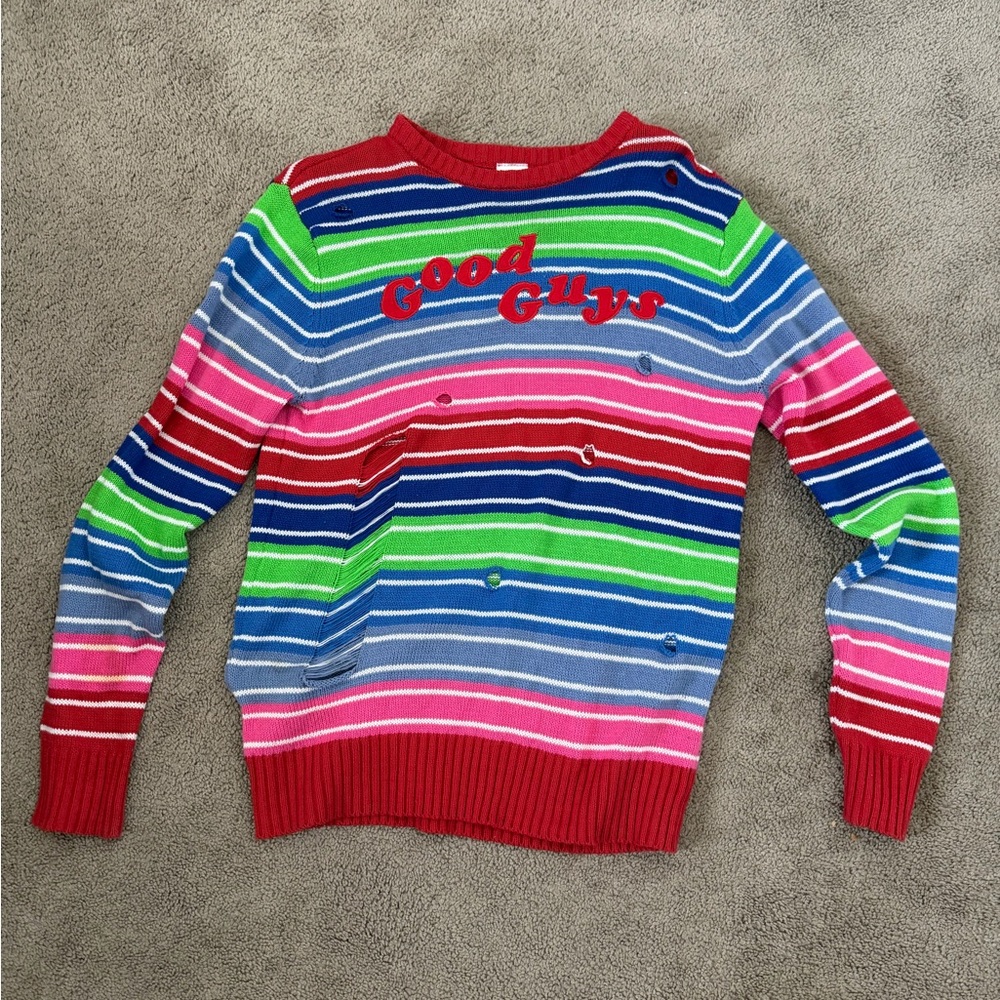 Good Guys Multicolor Striped Men's Sweater - Red Trim